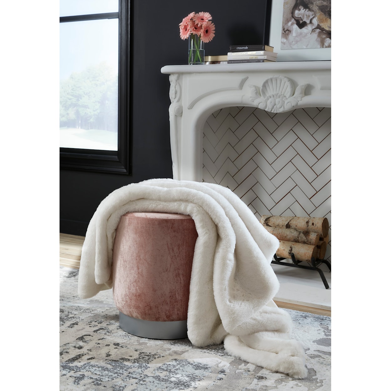 Signature Design by Ashley Gariland Gariland White Faux Fur Throw