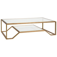 Byron Contemporary Rectangular Cocktail Table with Glass Top