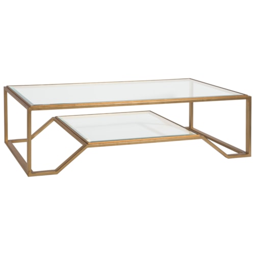 Byron Contemporary Rectangular Cocktail Table with Glass Top