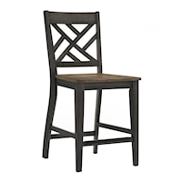 Transitional Counter Height Bar Stool with Lattice Back