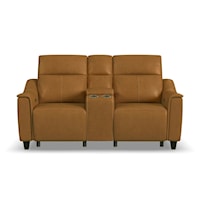 Transitional Power Reclining Console Loveseat with Power Headrest