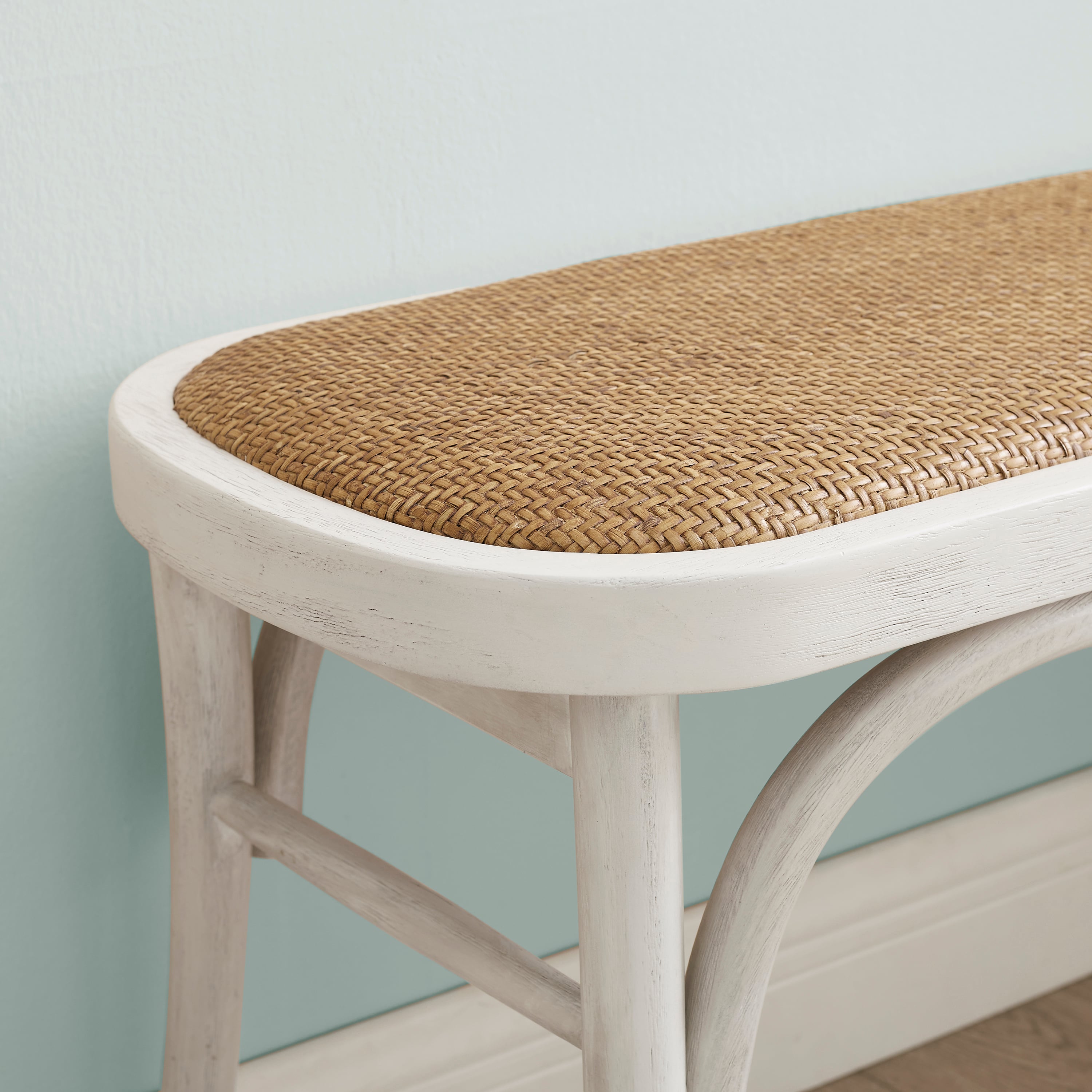 Hyde White Bentwood Bench