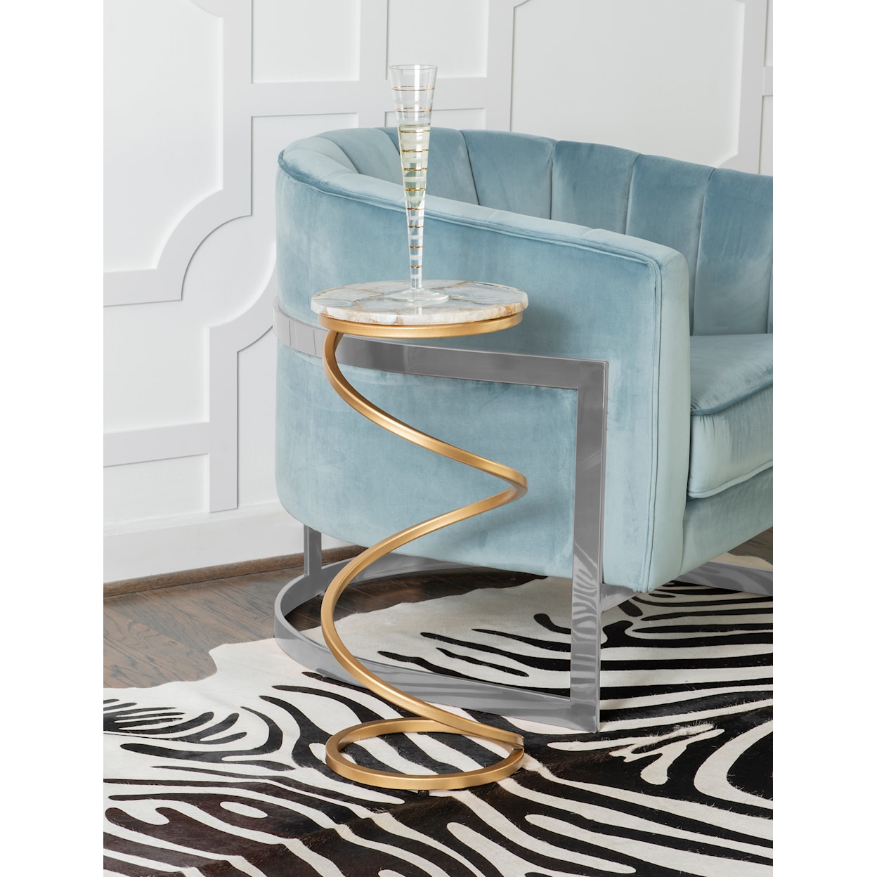 Powell Rian Spiral Drink Table Grey Agate