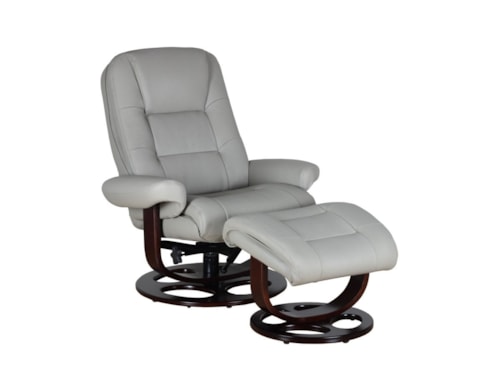 Casual Swivel Recliner and Ottoman Set with Wood Base
