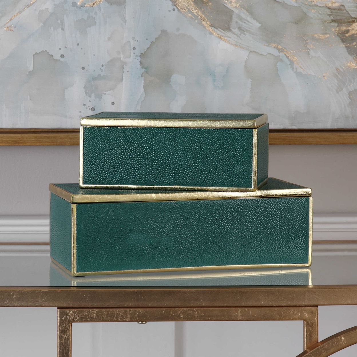 Uttermost Accessories - Boxes Karis Emerald Green Boxes (Set of 2)