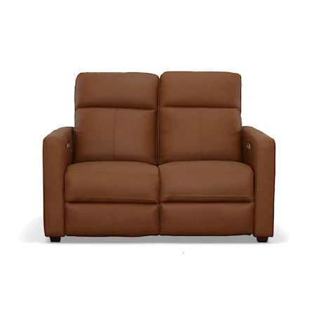 Contemporary Power Reclining Loveseat with Power Headrests