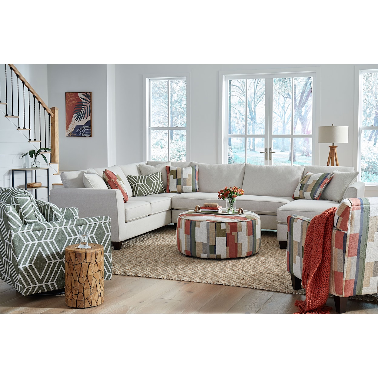 Fusion Furniture 28 SUGARSHACK GLACIER Sectional with Chaise