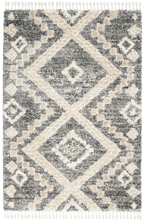 4' x 6' Grey/Ivory Rectangle Rug