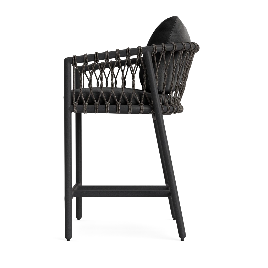 Brown Jordan Oscar Cushioned Barrel-Back Rope Counter Stool