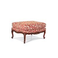 Traditional Ottoman with Carved Wood Legs