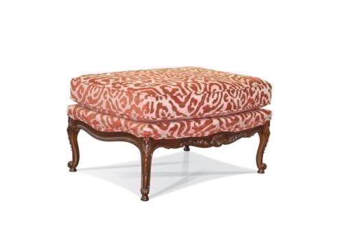 Traditional Ottoman with Carved Wood Legs