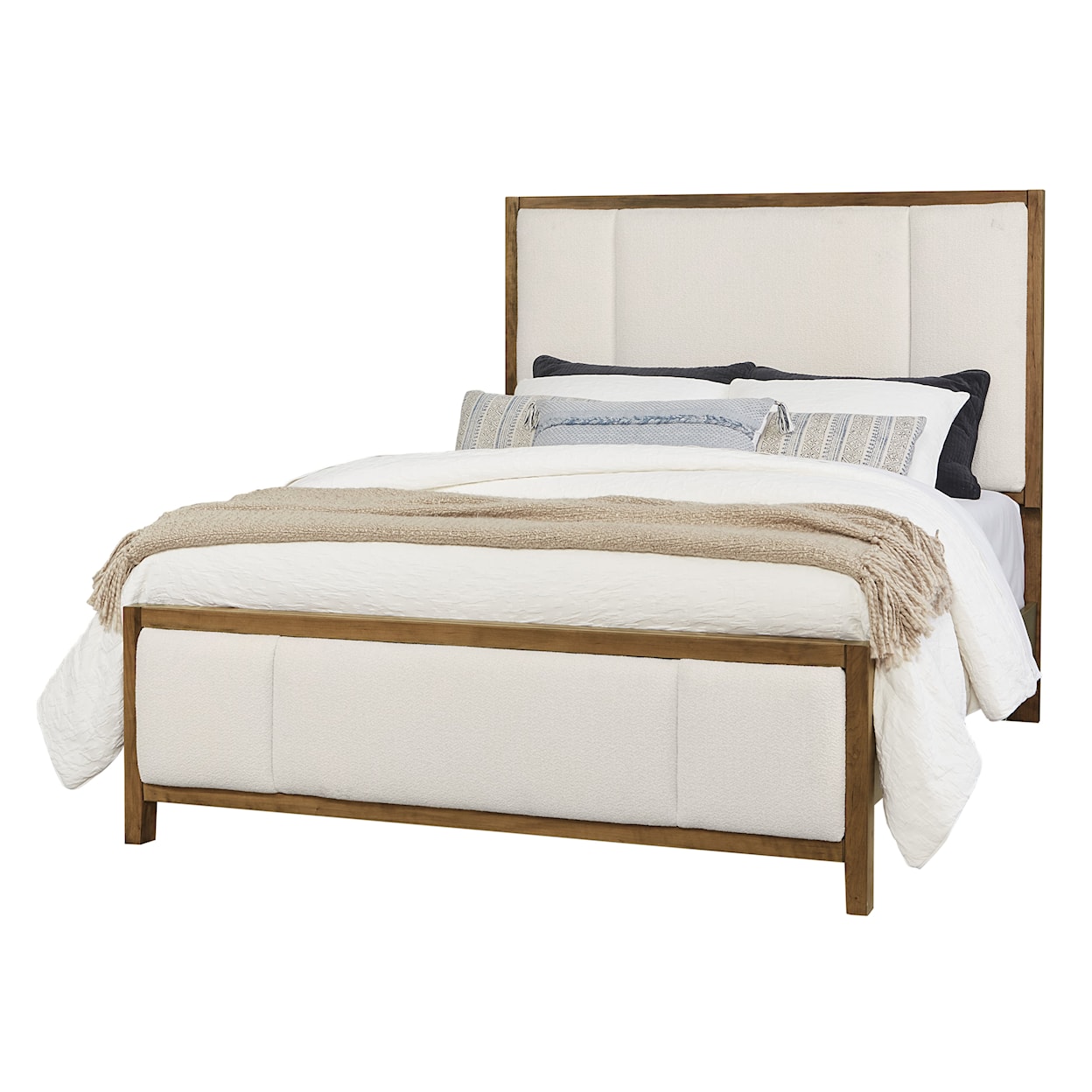 Vaughan Bassett Crafted Cherry - Medium Upholstered Queen Panel Bed