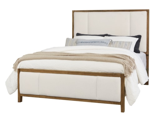 Transitional King Upholstered Panel Bed