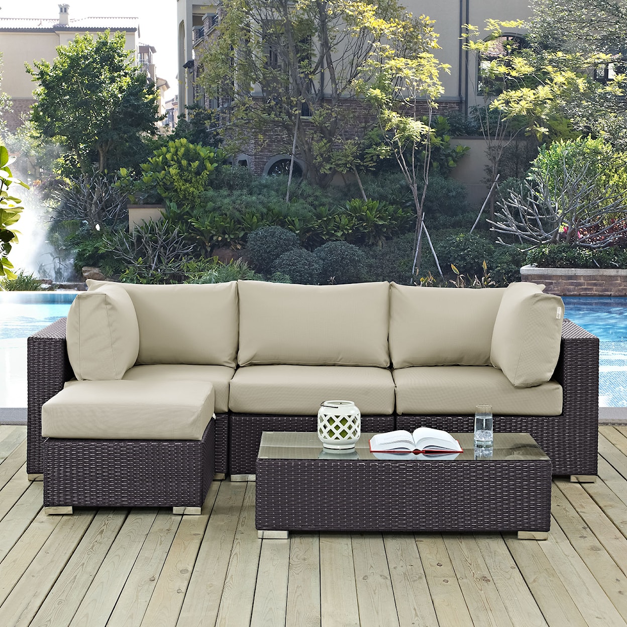 Modway Convene Outdoor 5 Piece Sectional Set