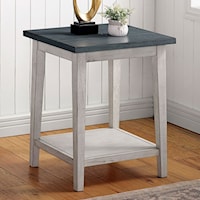 Transitional Side Table with Bottom Shelf