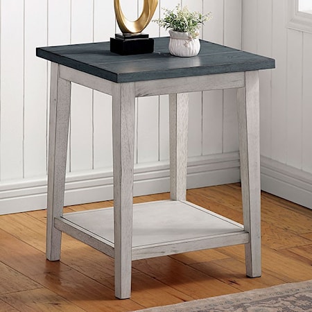Transitional Side Table with Bottom Shelf