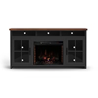 Farmhouse 74" Fireplace Console with Storage Cabinets
