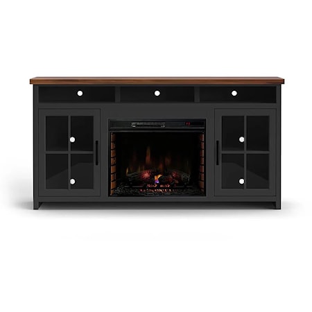 Farmhouse 74" Fireplace Console with Storage Cabinets