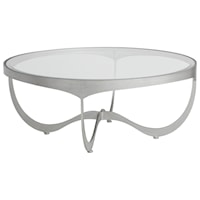 Sophie Contemporary Round Metal Cocktail Table with Glass Top