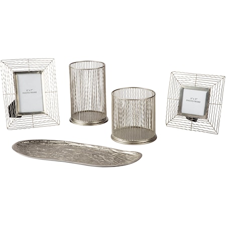 Dympna Silver Finish Accessory Set