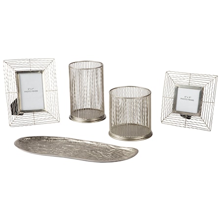 Dympna Silver Finish Accessory Set