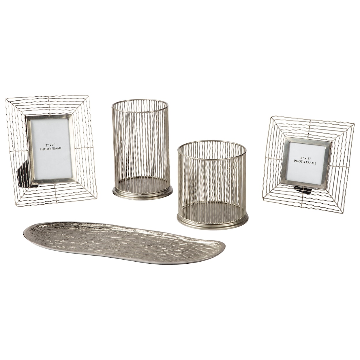Benchcraft Accents Dympna Silver Finish Accessory Set