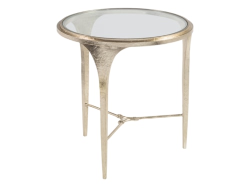 Contemporary Round End Table with Glass Top