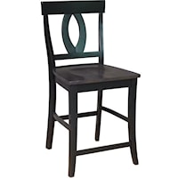 Verona Farmhouse Scroll Back Dining Stool - Coal/Black