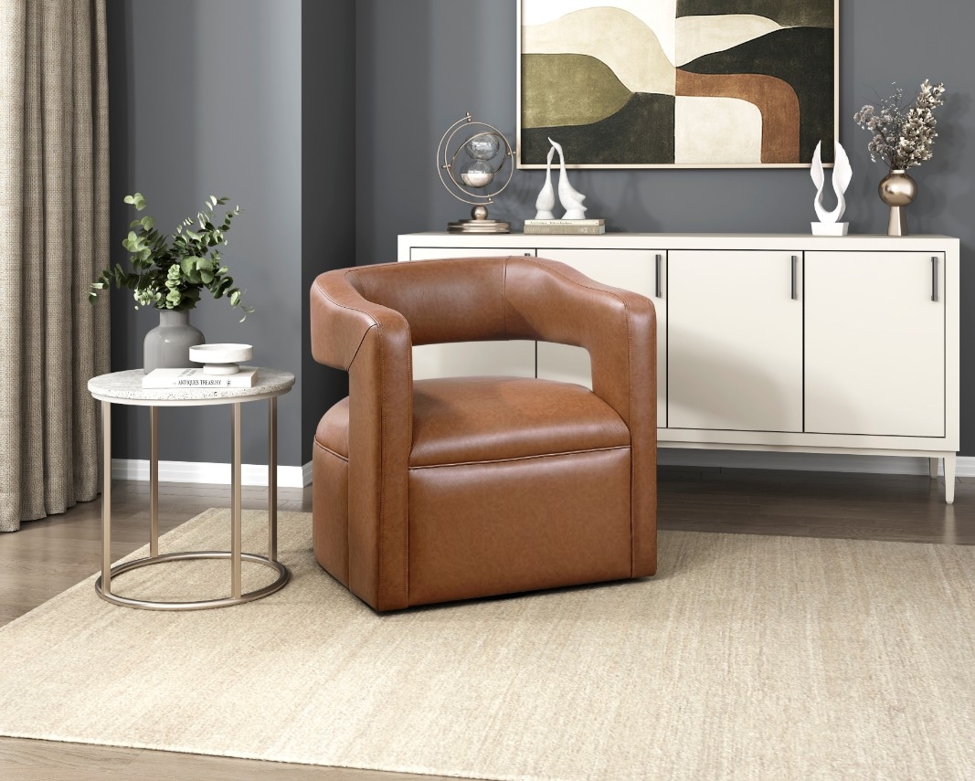 Homelegance Sawyer Modern Faux-Leather Open-Back Swivel Chair