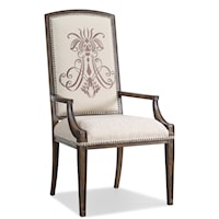 Traditional Upholstered Dining Arm Chair with Nail-Head Trim