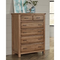Relaxed Vintage Solid Wood 5-Drawer Chest with Soft-Close Drawers