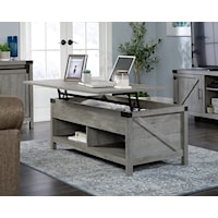 Farmhouse Lift-Top Coffee Table with Open Shelves