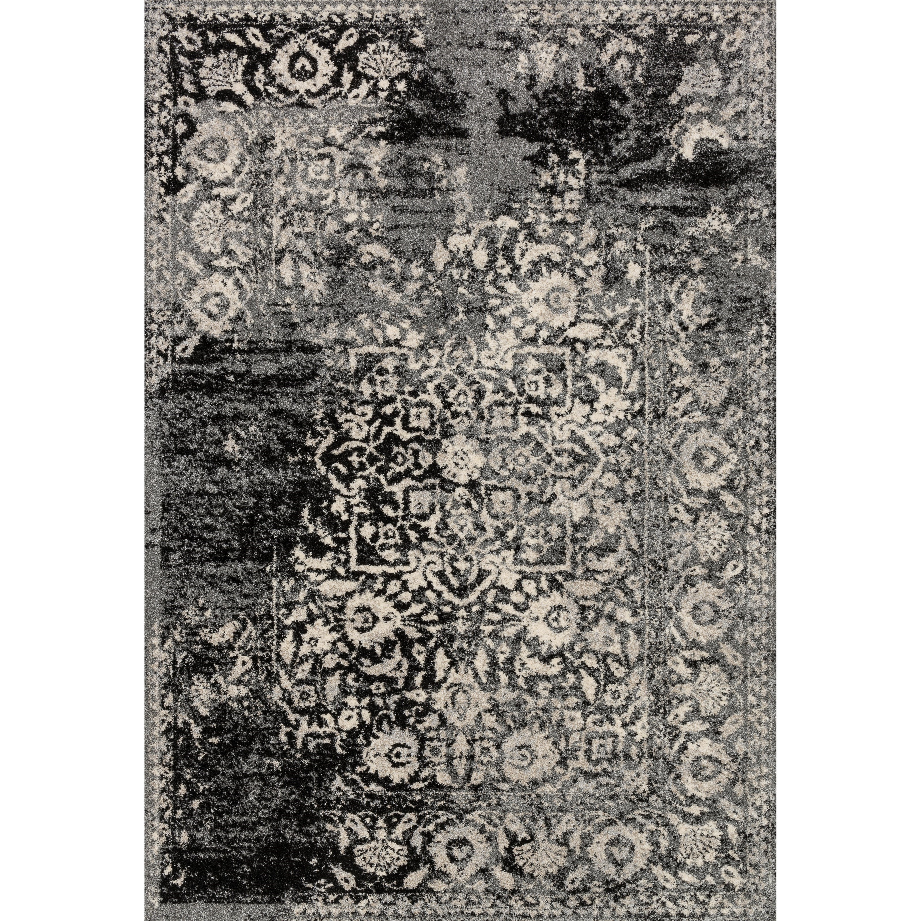 1'6" x 1'6"  Black / Ivory Rug