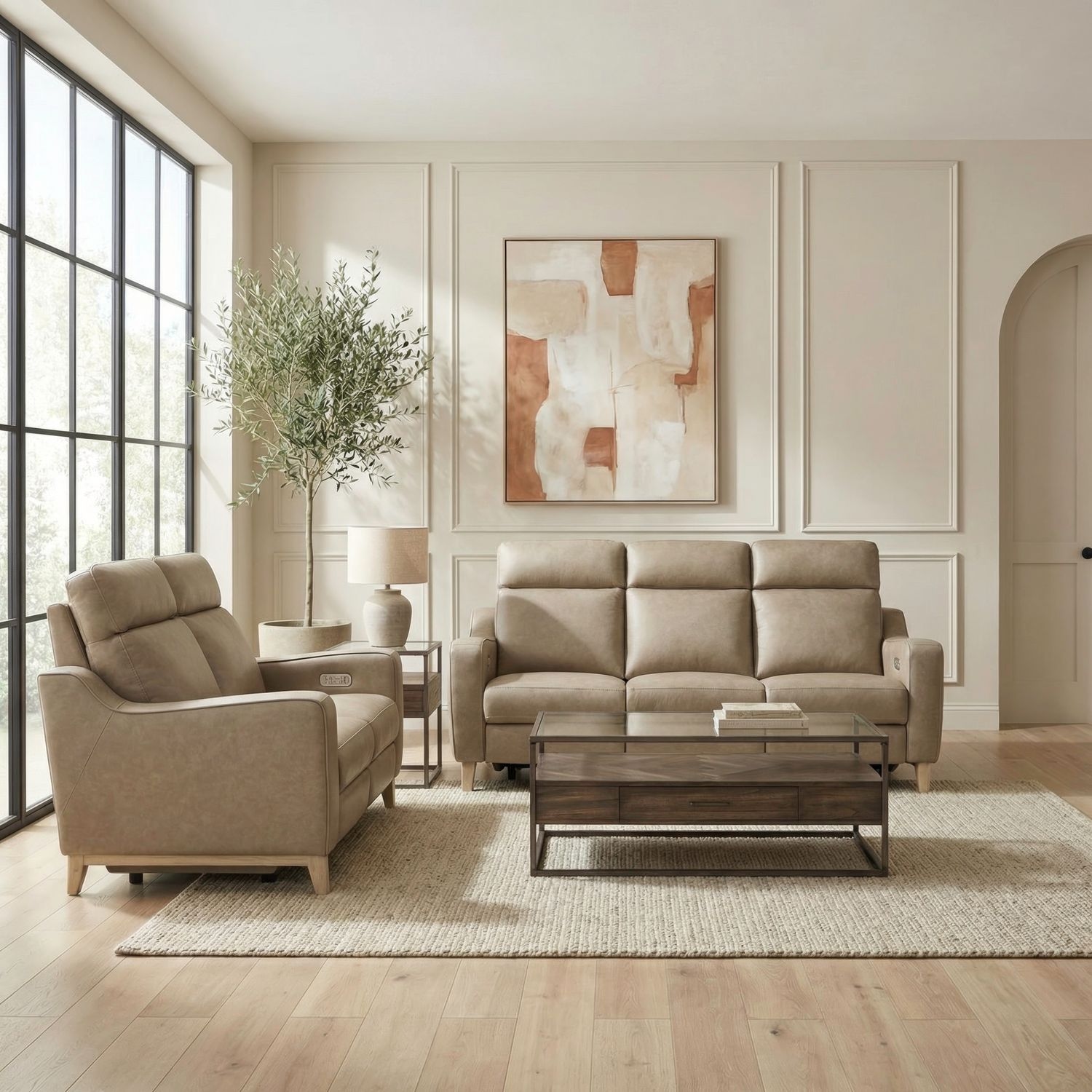 Transitional 2-pc. Power Reclining Living Room Set with Heat & Massage and USB Charging