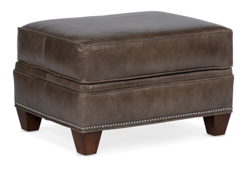 Transitional Accent Ottoman with Nailhead Trim