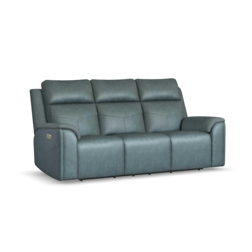 Transitional Power Reclining Sofa with Power  Heated Seats and Massaging