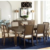 Transitional 7-Piece Leg Table and Upholstered Chair Set