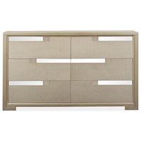 Glam 6-Drawer Dresser with Felt-Lined Top Drawers