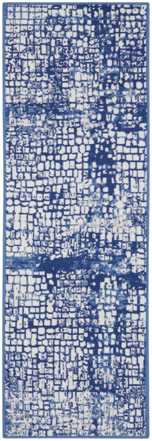 2' x 6' Ivory Navy Runner Rug