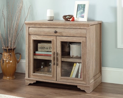 Farmhouse Library Base Storage Cabinet with Glass Doors