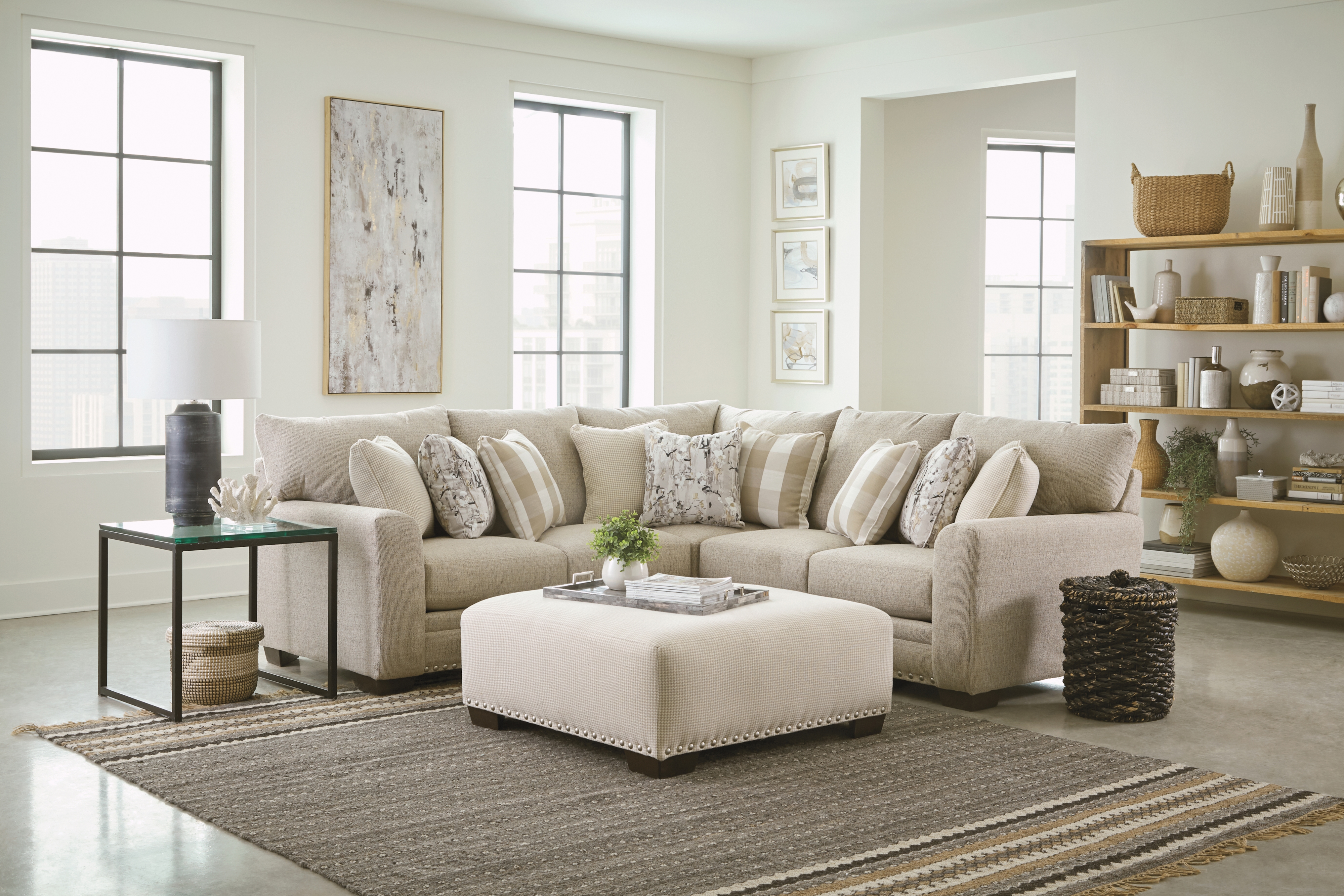Jackson Furniture Salem 4-Piece Sectional Sofa with Cocktail Ottoman