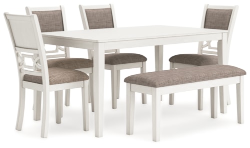 Dining Table And 4 Chairs And Bench (Set Of 6)