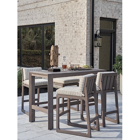 5-Piece Outdoor Dining Set with Bar Stools