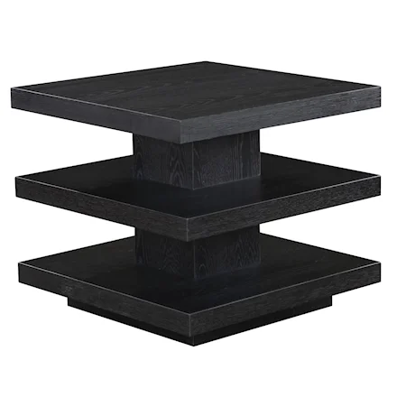 Modern End Table with 2 Lower Shelves