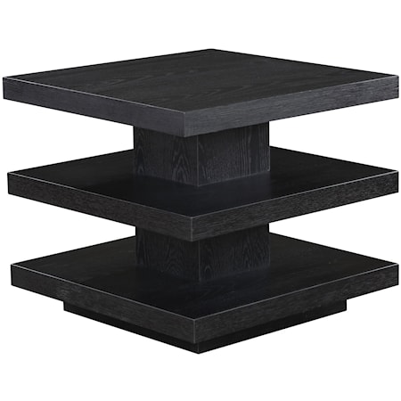 Modern End Table with 2 Lower Shelves