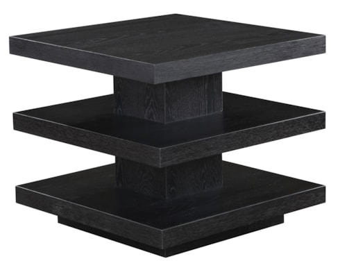 Modern End Table with 2 Lower Shelves