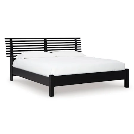 Contemporary Queen Slat Panel Bed