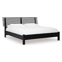 Contemporary Queen Slat Panel Bed
