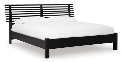 Contemporary Queen Slat Panel Bed