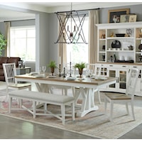 6-Piece Two Tone Trestle Dining Set with Bench